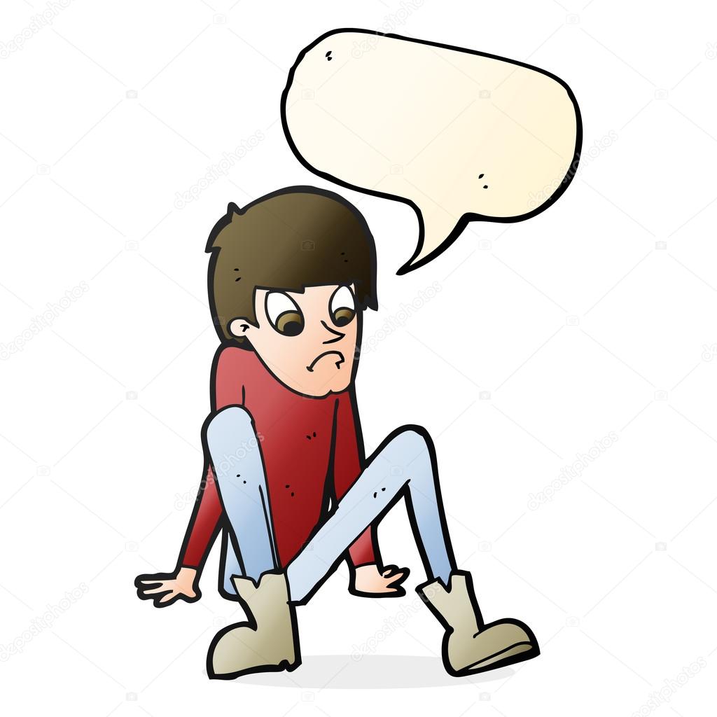 Cartoon boy sitting on floor with speech bubble Stock Vector Image by  ©lineartestpilot #102326976