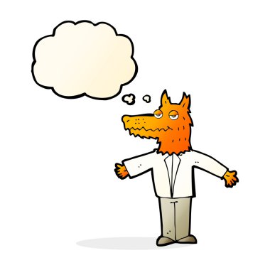 Düşünce baloncuklu çizgi film kurdu