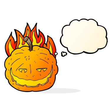 Düşünce baloncuklu Cadılar Bayramı balkabağı çizgi filmi