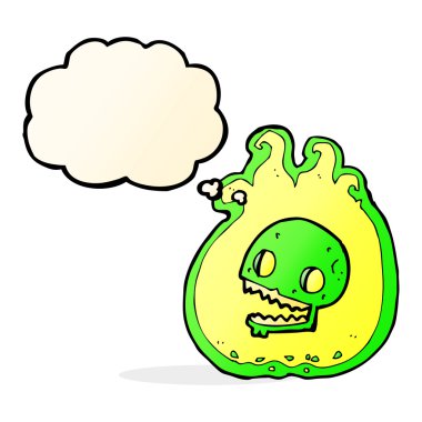 Cadılar Bayramı alev sınır düşünce balonu ile çizgi film