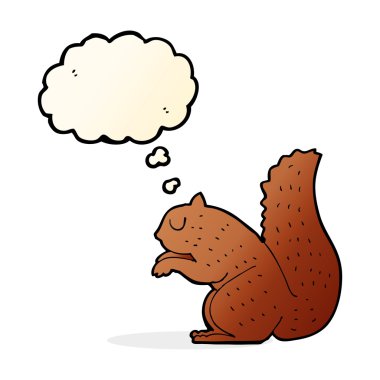 Düşünce baloncuklu bir sincap.