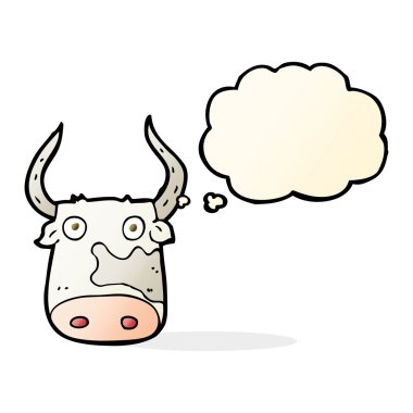 Düşünce baloncuklu çizgi film ineği
