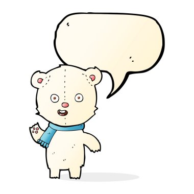 sallama kutup ayısı yavrusu eşarp ile konuşma balonu ile çizgi film