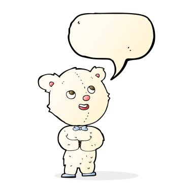 Konuşma baloncuklu sevimli oyuncak ayı.