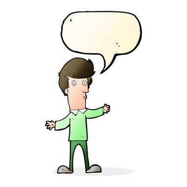 Çizgi film konuşma baloncuğu olan ürkmüş bir adam