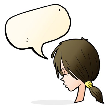 konuşma balonu ile düşünceli seyir çizgi film kız