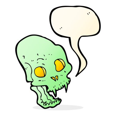 Konuşma baloncuklu korkunç vampir kafatası.