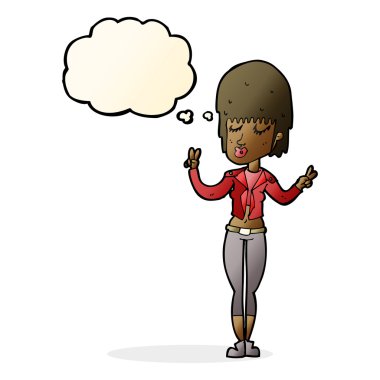 Düşünce baloncuğu olan havalı kız.