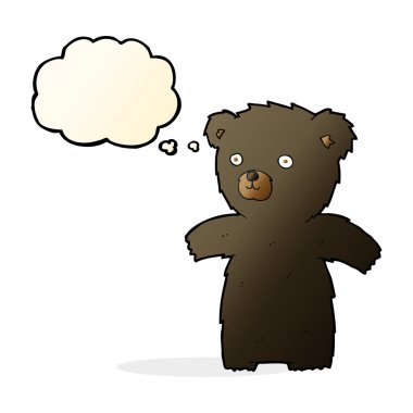 sevimli çizgi siyah ayı ile düşünce balonu