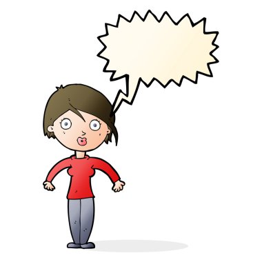 Karikatür, konuşma balonlu kadını şaşırttı.