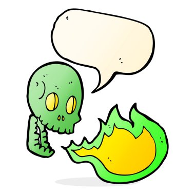 çizgi film ateş nefes kafatası konuşma kabarcığı ile