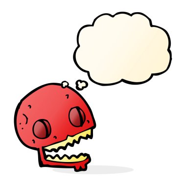 Düşünce baloncuklu ürkütücü kafatası