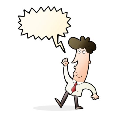 Konuşma baloncuğu olan bir ofis çalışanı.