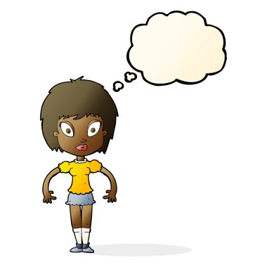 Düşünce baloncuklu güzel kız.