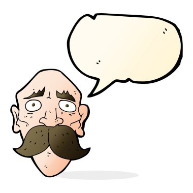 karikatür üzgün yaşlı adam konuşma balonu ile