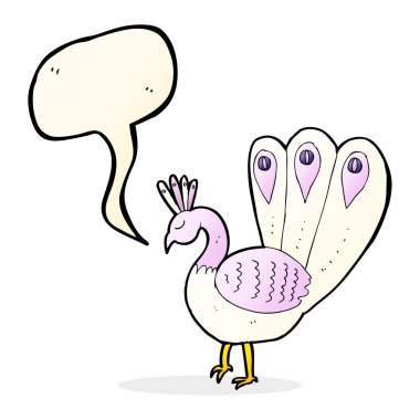 Konuşma baloncuklu çizgi film tavus kuşu