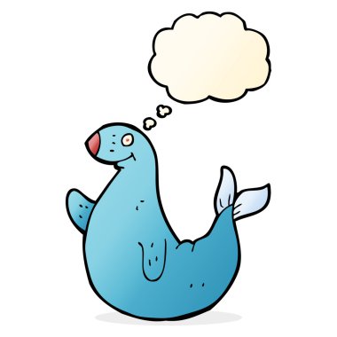 Düşünce baloncuklu çizgi film mührü