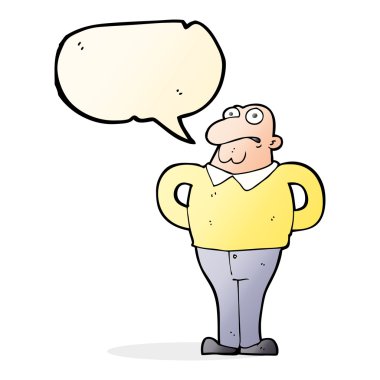 çizgi film endişeli adam konuşma baloncuğu ile