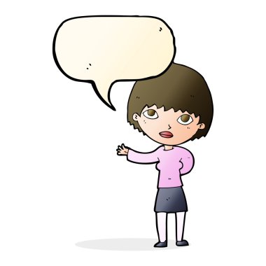 çizgi film kadın konuşma balonu ile açıklayan