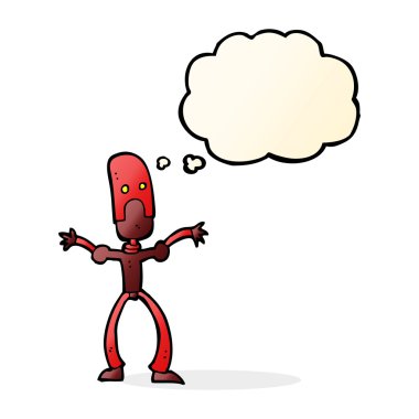 Düşünce baloncuklu komik robot.