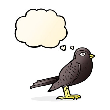 Düşünce baloncuklu çizgi film kuşu