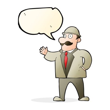 çizgi film mantıklı iş adamı ile konuşma balonu Melon şapkalı