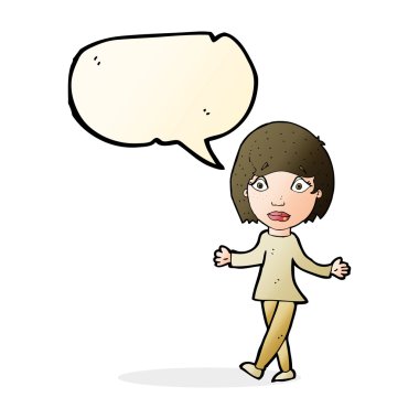 Karikatür, konuşma balonlu kadını şaşırttı.