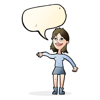 çizgi film kadın yapma el hareketi ile konuşma balonu