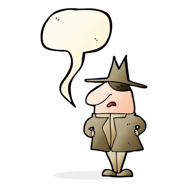 çizgi film erkek palto ve şapka ile konuşma balonu