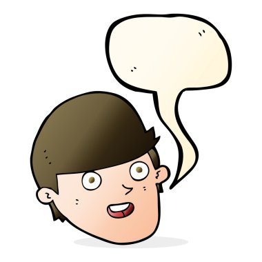 Konuşma baloncuğu olan koca çeneli çizgi film adamı.