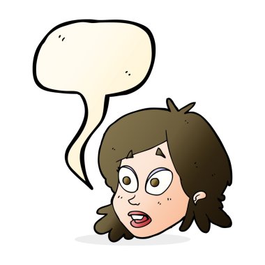 Konuşma baloncuğu ile şaşırmış kadın yüzü