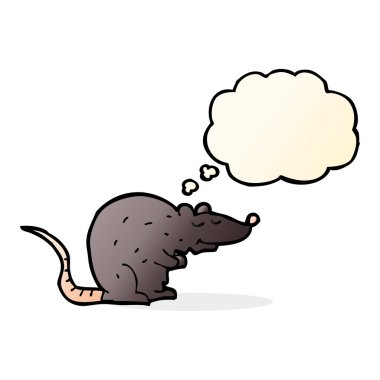 çizgi film siyah sıçan düşünce balonu ile