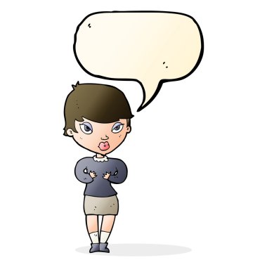 çizgi film kadın kendi kendine konuşma balonu ile el hareketi