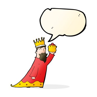 Konuşma balonu olan üç bilge adamdan biri.