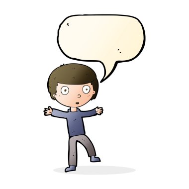 çizgi film konuşma baloncuğu olan ürkmüş çocuk