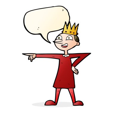 Konuşma baloncuğu ile prensi gösteren çizgi film