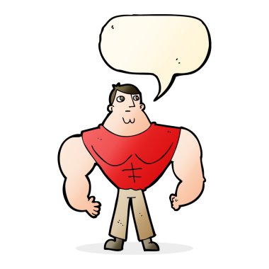 Konuşma baloncuklu karikatür vücut geliştirici