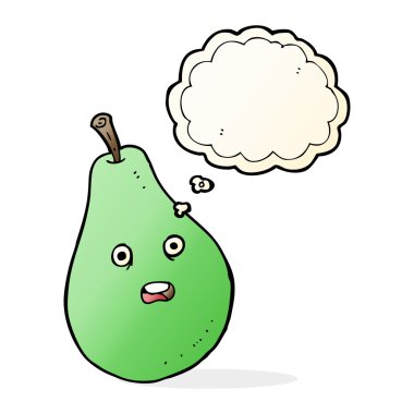 karikatür armut ile düşünce balonu
