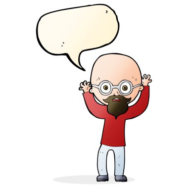 Çizgi film, konuşma balonlu kel adamı strese soktu.