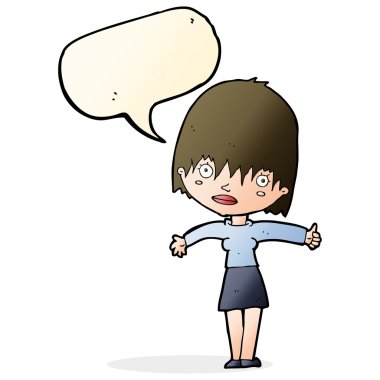 çizgi film meraklı kadın ile konuşma balonu