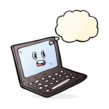 Düşünce baloncuklu dizüstü bilgisayar