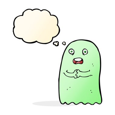 Düşünce baloncuklu komik bir hayalet.