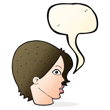 karikatür konuşma balonu ile bakan kadın