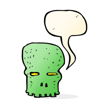 Konuşma baloncuklu garip kafatası