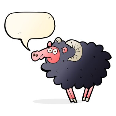 çizgi film siyah koyun ile konuşma balonu