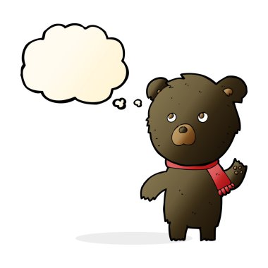 sevimli siyah ayı düşünce balonu ile çizgi film