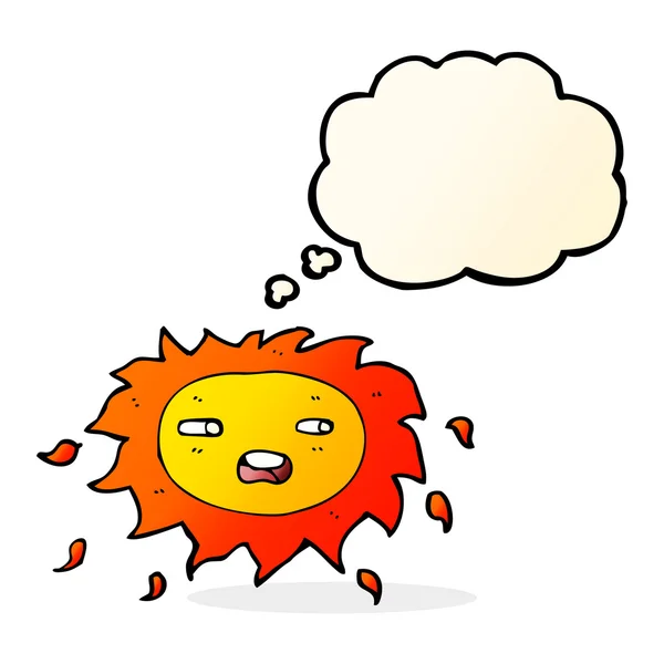 Мультфильм грустное солнце с мыслей пузырь — стоковый вектор