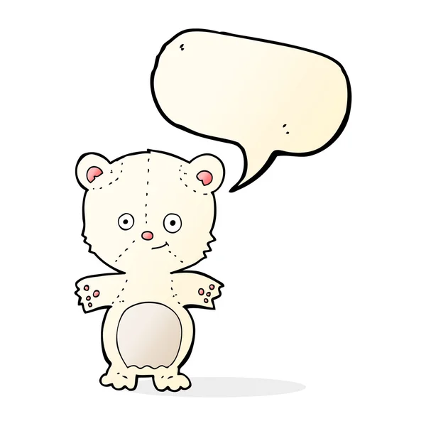 Мультяшний білий ведмідь кубик з бульбашкою мовлення — стоковий вектор