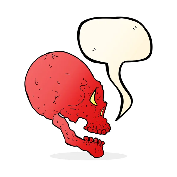 Rode skull illustratie met tekstballon — Stockvector