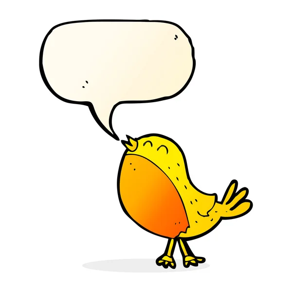 Oiseau chanteur de dessin animé avec bulle de parole — Image vectorielle